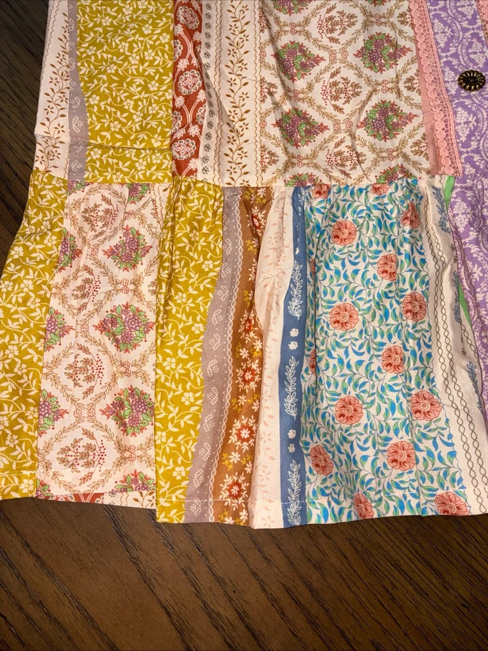 Umgee Lavender, Pink & Mustard Patchwork Button-Down Dress - Picture 8 of 9